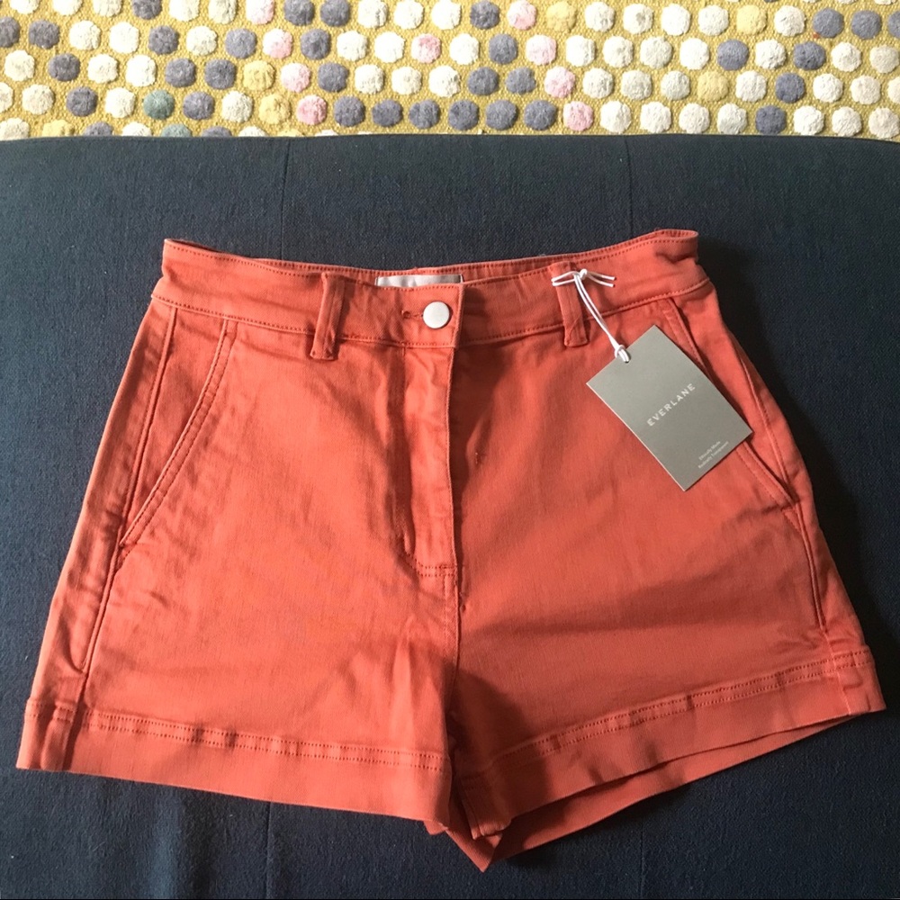 Everlane Cotton Twill Short in orange red, NWT